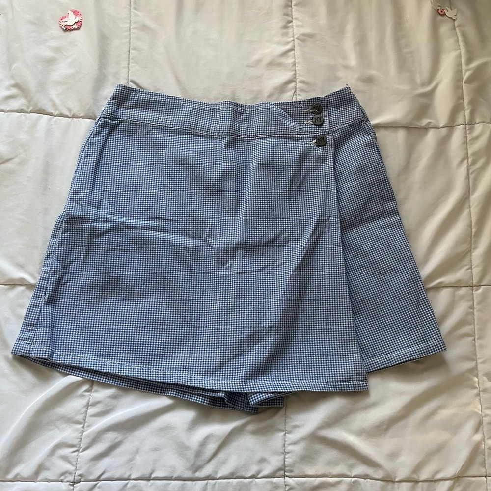 NY Jeans Blue Gingham Skirt